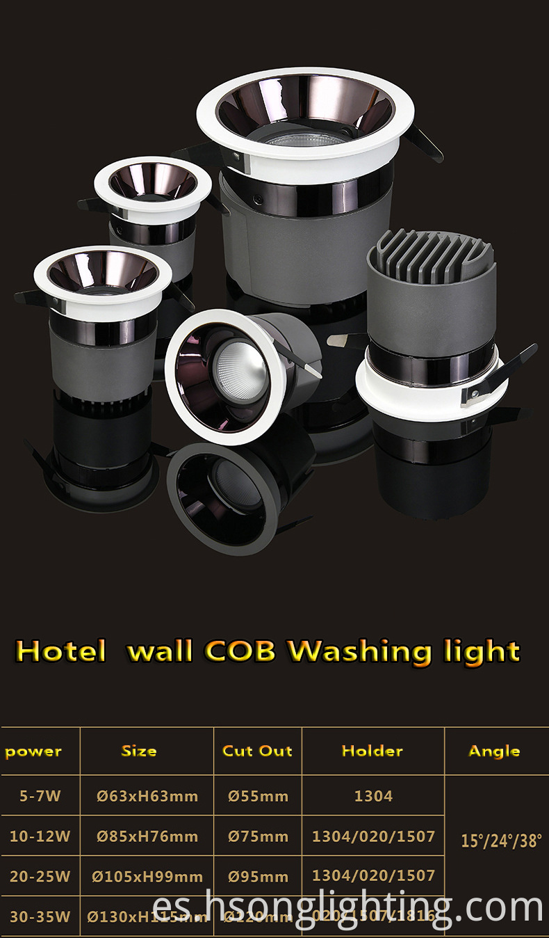 Iluminación comercial Hsong 5W 7W 10W 12W 18W 25W Spotlight Cob empotrada de aluminio en interiores para la tienda de ropa